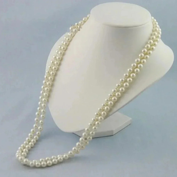 Women's Fashion Pretty Faux Pearl Long Multistranded Necklace 34" - Picture 1 of 1
